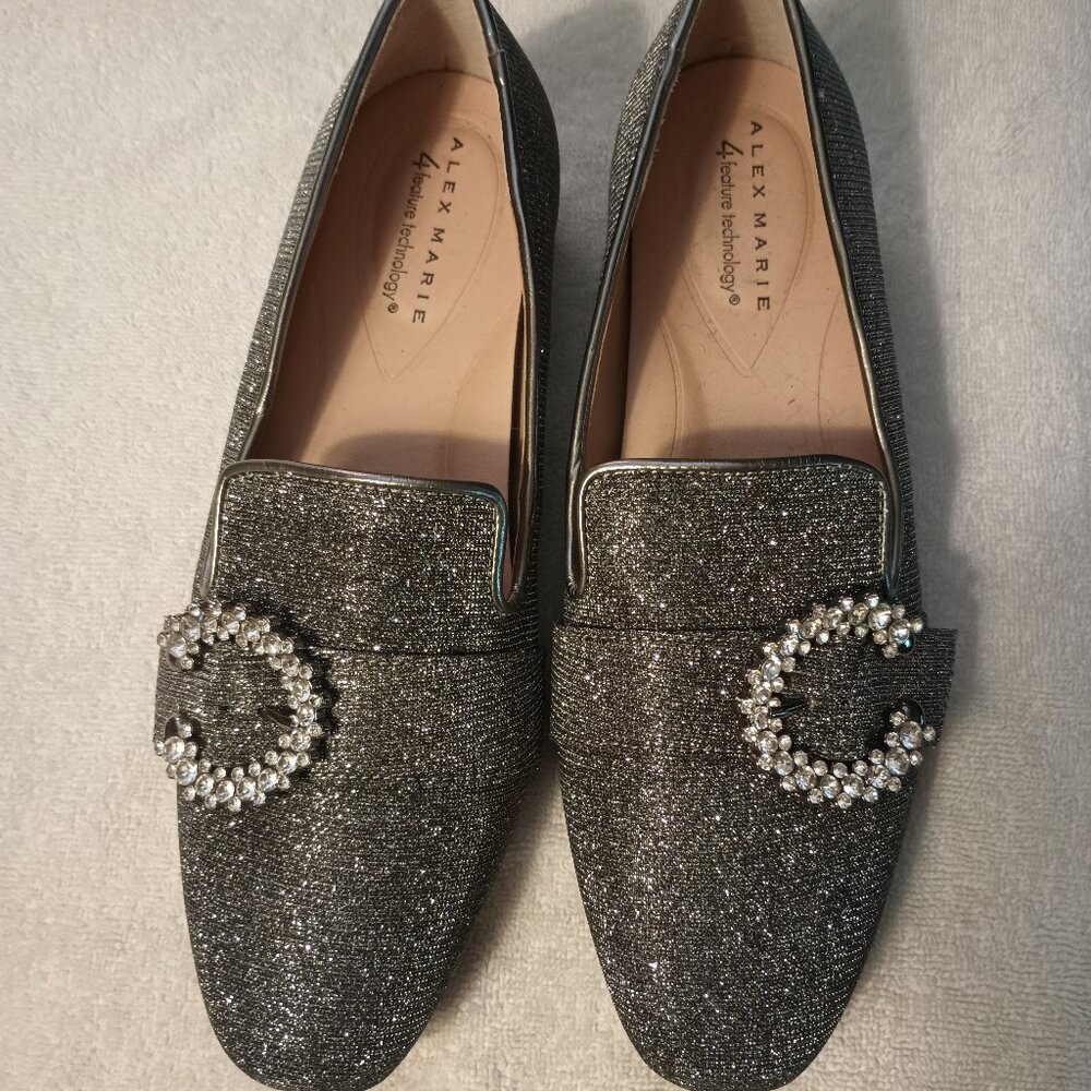 Alex Marie tweed sparkly fabric slippers.